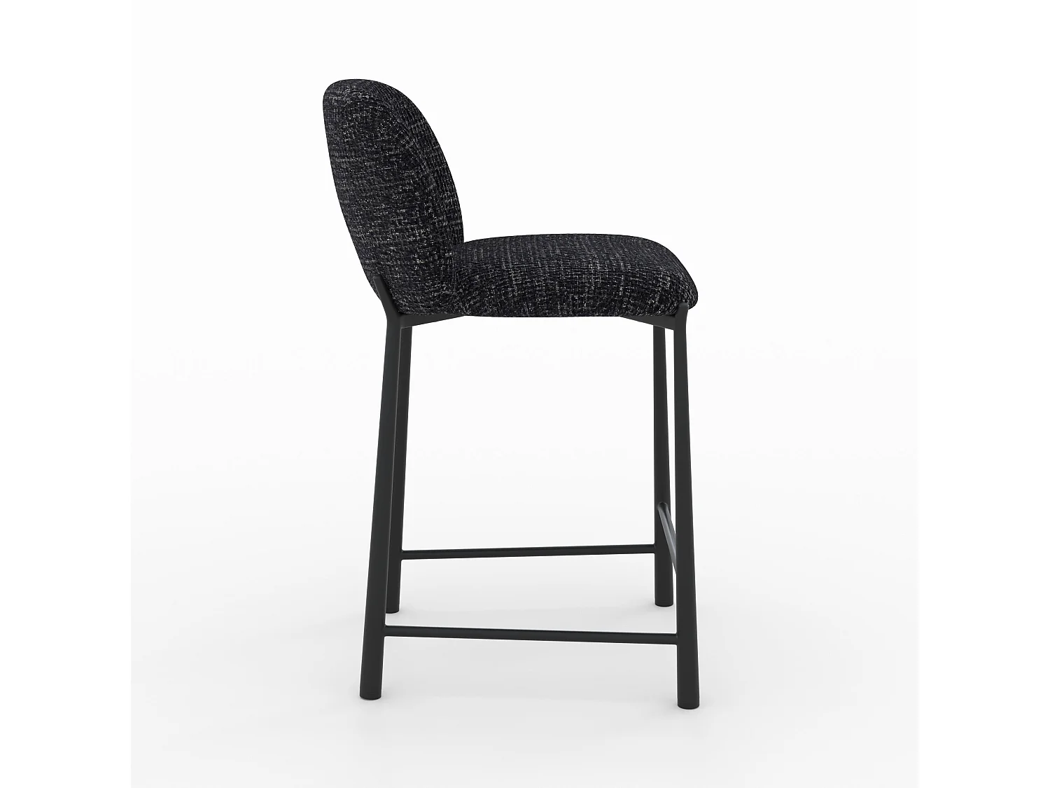 Lot de 2 chaises pour ilot central 65,5 cm en tissu texturé noir - Bento