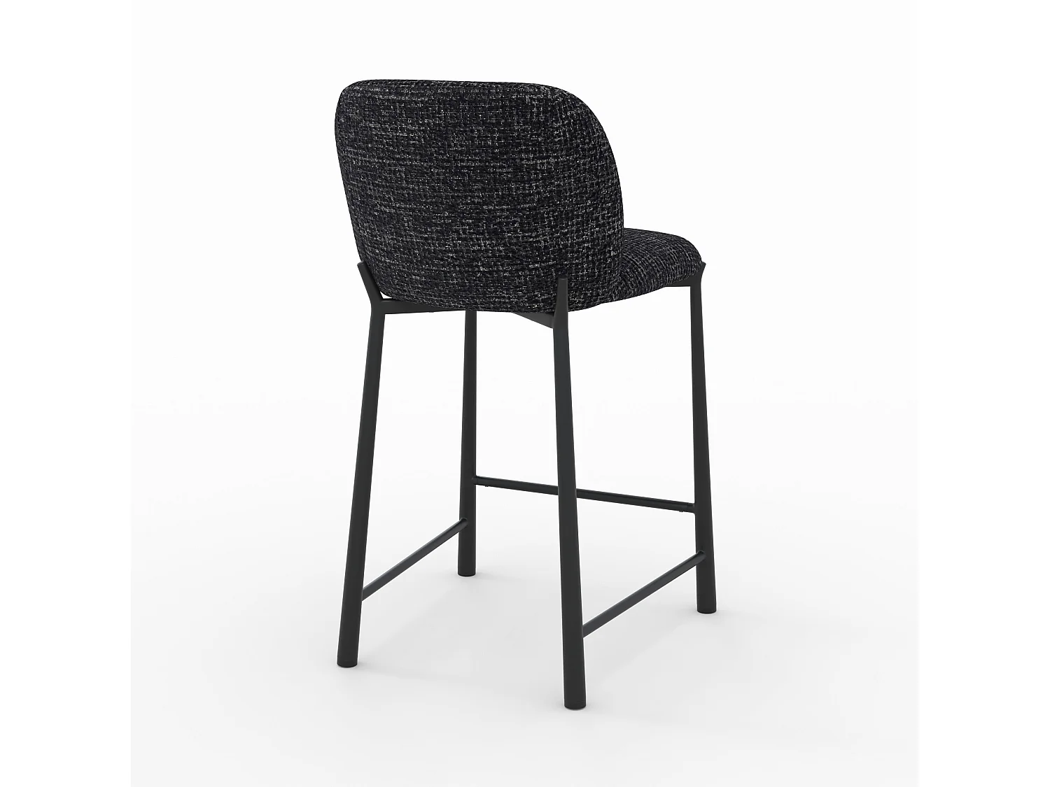 Lot de 2 chaises pour ilot central 65,5 cm en tissu texturé noir - Bento