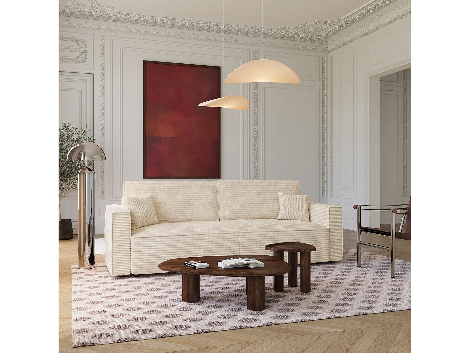 Canapé convertible avec coffre  en Velours côtelé