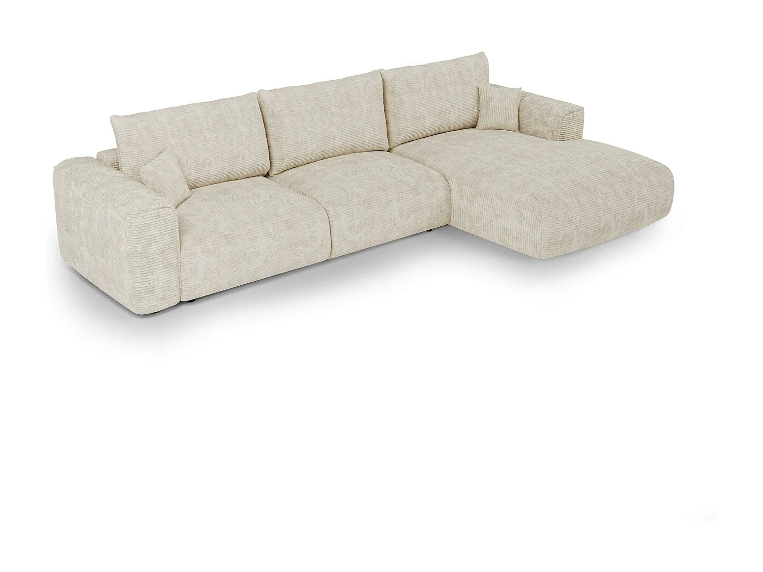 Canapé d'angle droit convertible avec coffre COMO en Velours côtelé