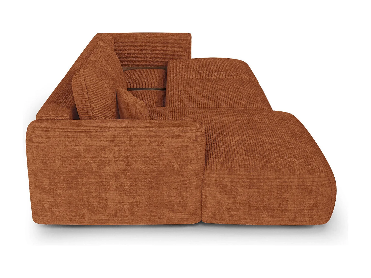 Canapé d'angle gauche convertible avec coffre COMO en Velours côtelé