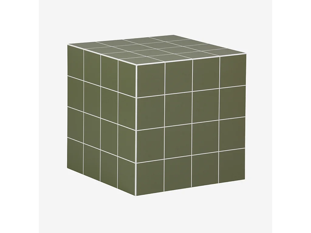 Tavolino cubico effetto piastrelle di cemento, verde kaki