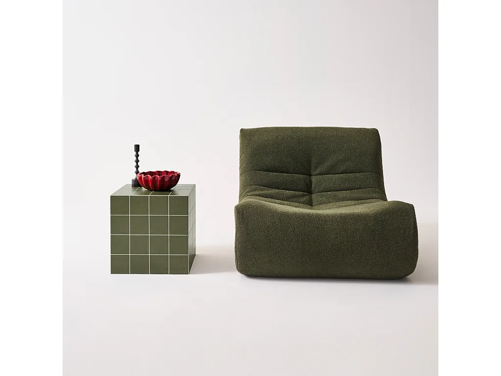 Tavolino cubico effetto piastrelle di cemento, verde kaki