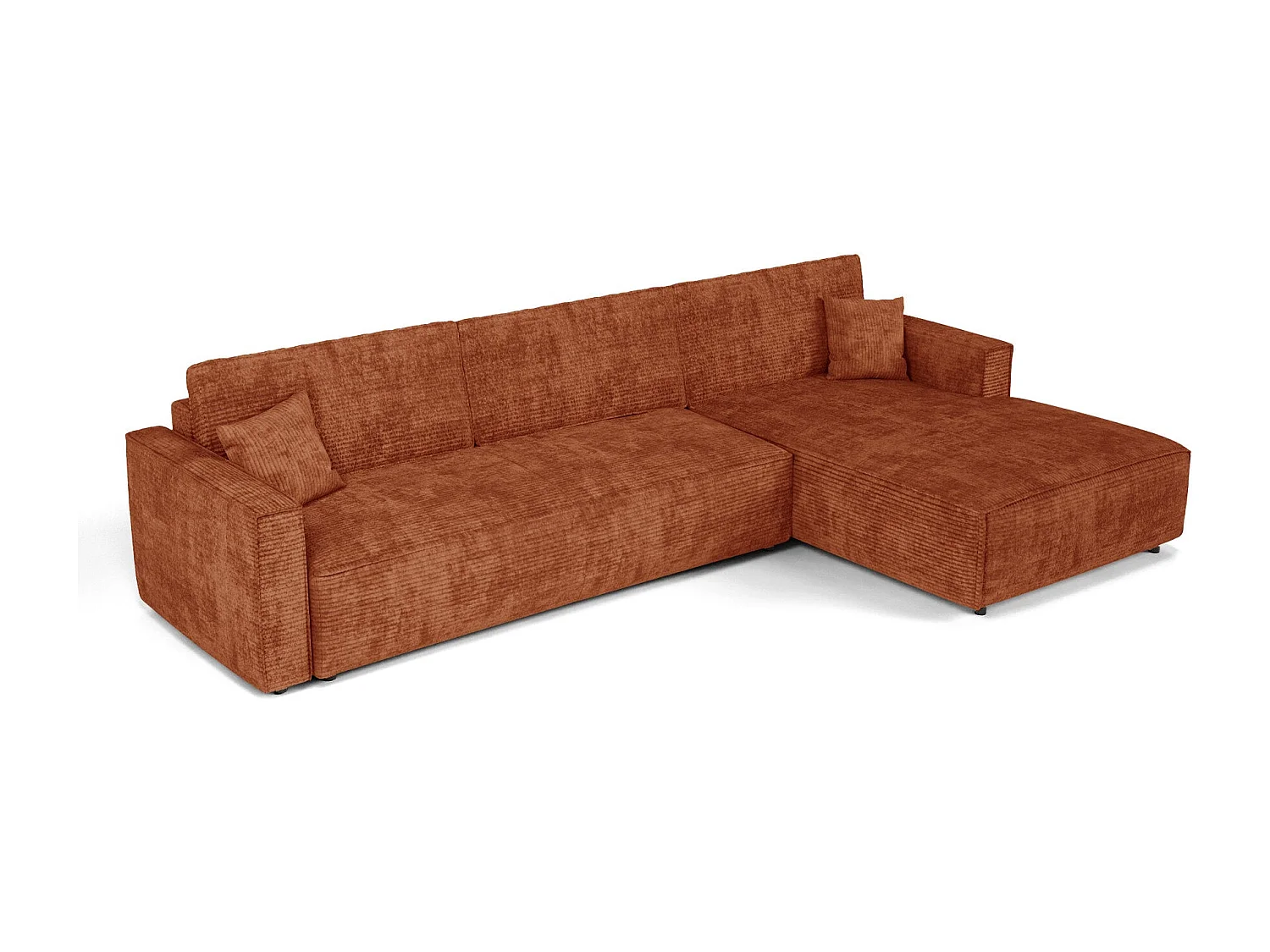 Canapé d'angle droit convertible avec coffre  en Velours côtelé