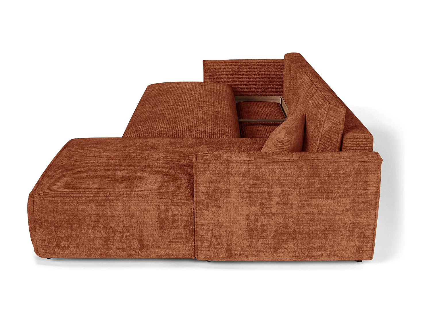 Canapé d'angle droit convertible avec coffre  en Velours côtelé