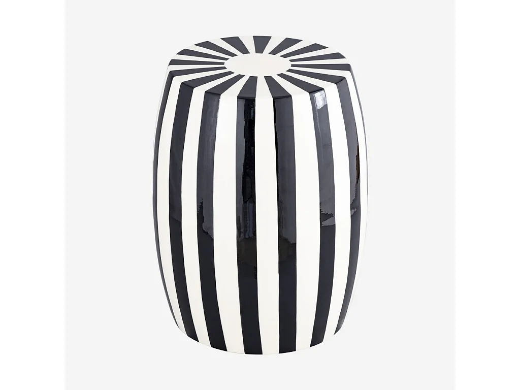 Table d'appoint. bout de canapé. table de chevet acier émaillé noir et blanc Ø35 x H 46cm - Mizzy