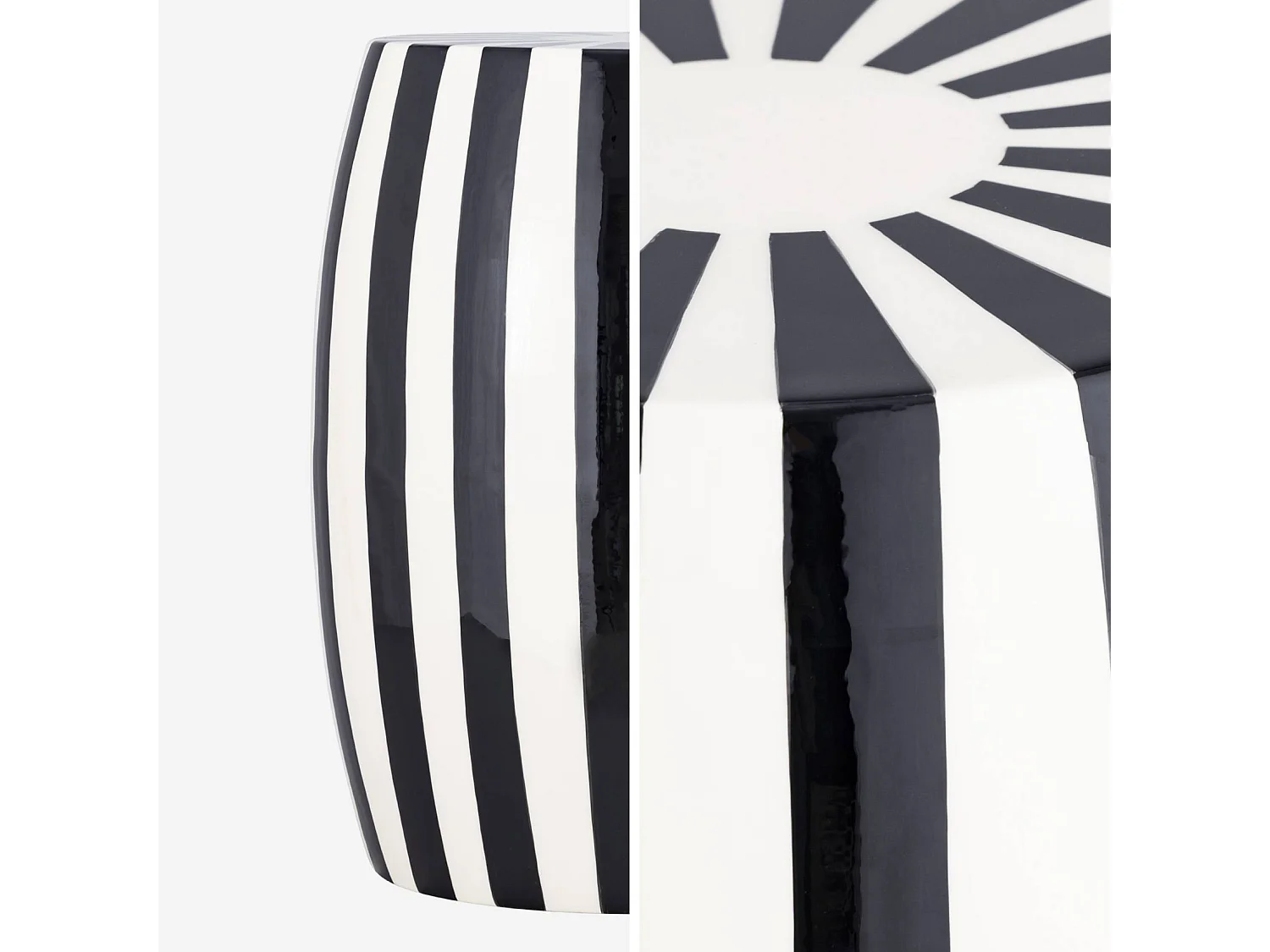Table d'appoint. bout de canapé. table de chevet acier émaillé noir et blanc Ø35 x H 46cm - Mizzy