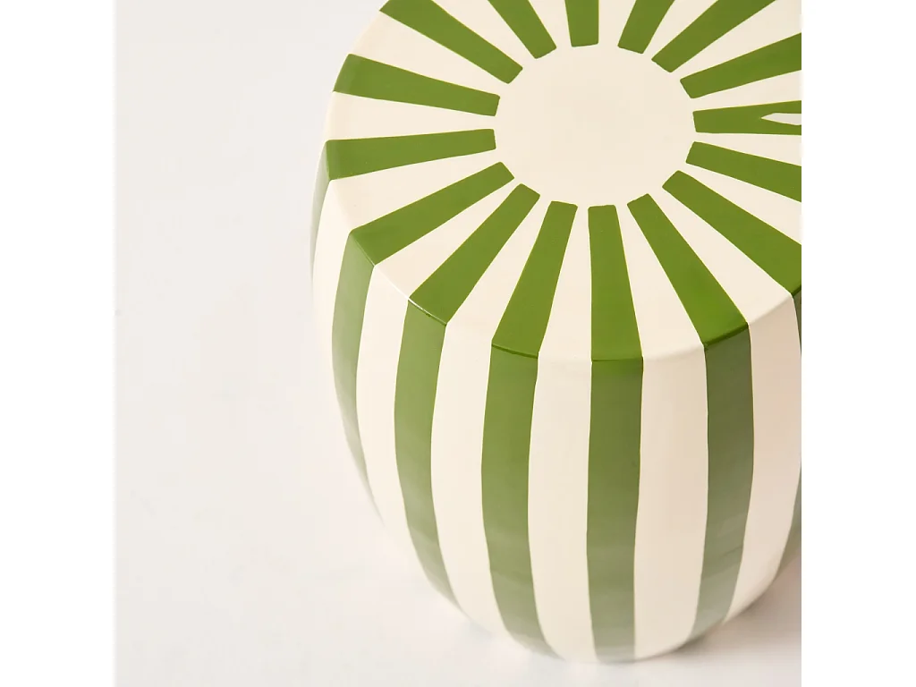 Table d'appoint. bout de canapé. table de chevet acier émaillé. vert et blanc Ø35 x H 46cm - Mizzy