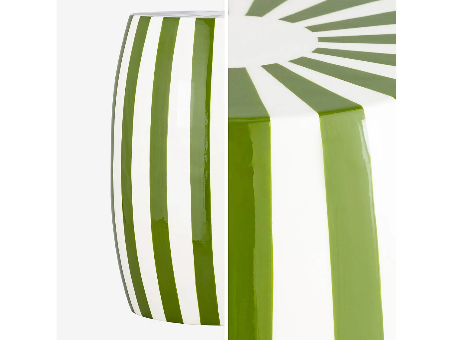 Table d'appoint. bout de canapé. table de chevet acier émaillé. vert et blanc Ø35 x H 46cm - Mizzy