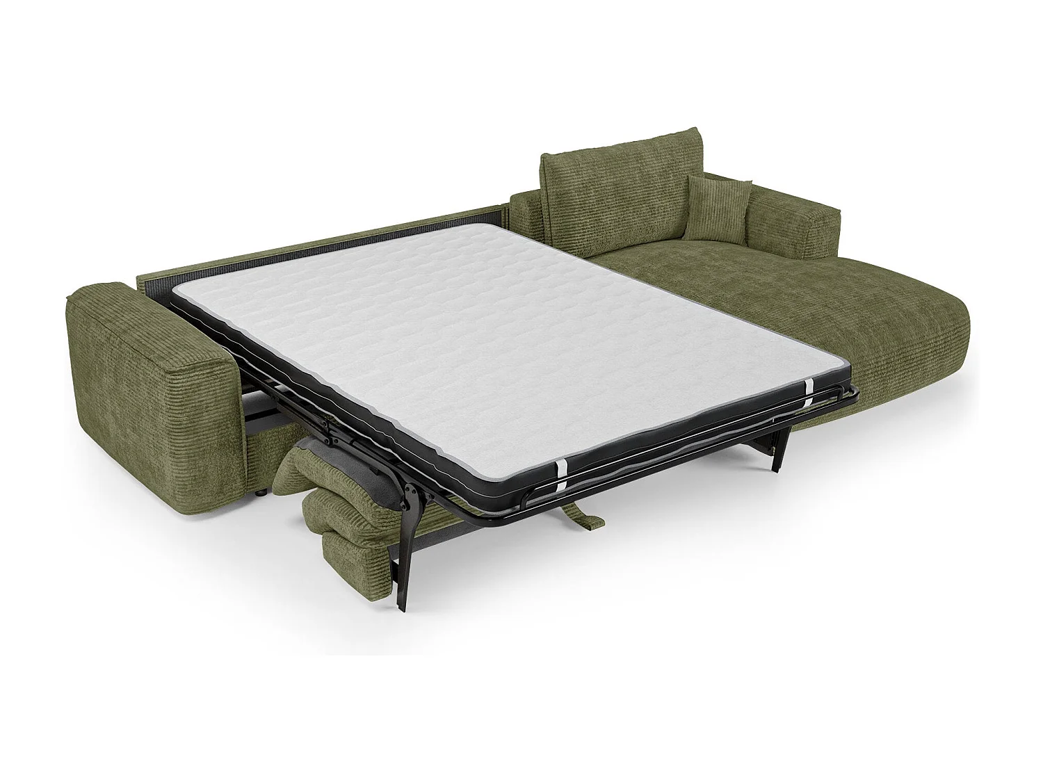 Canapé d'angle droit convertible express COMO en Velours côtelé