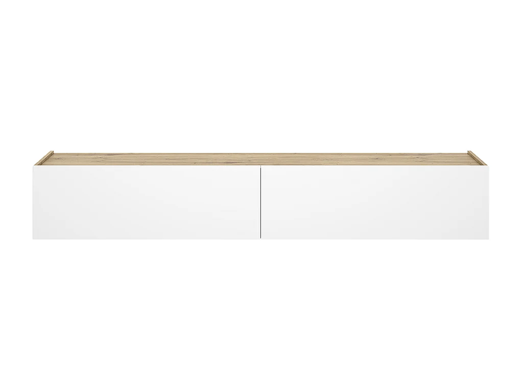 Meuble TV suspendu avec 2 portes abattantes, coloris chêne sonoma/blanc - Hauteur 29 x Longueur 180 x Profondeur 35 cm