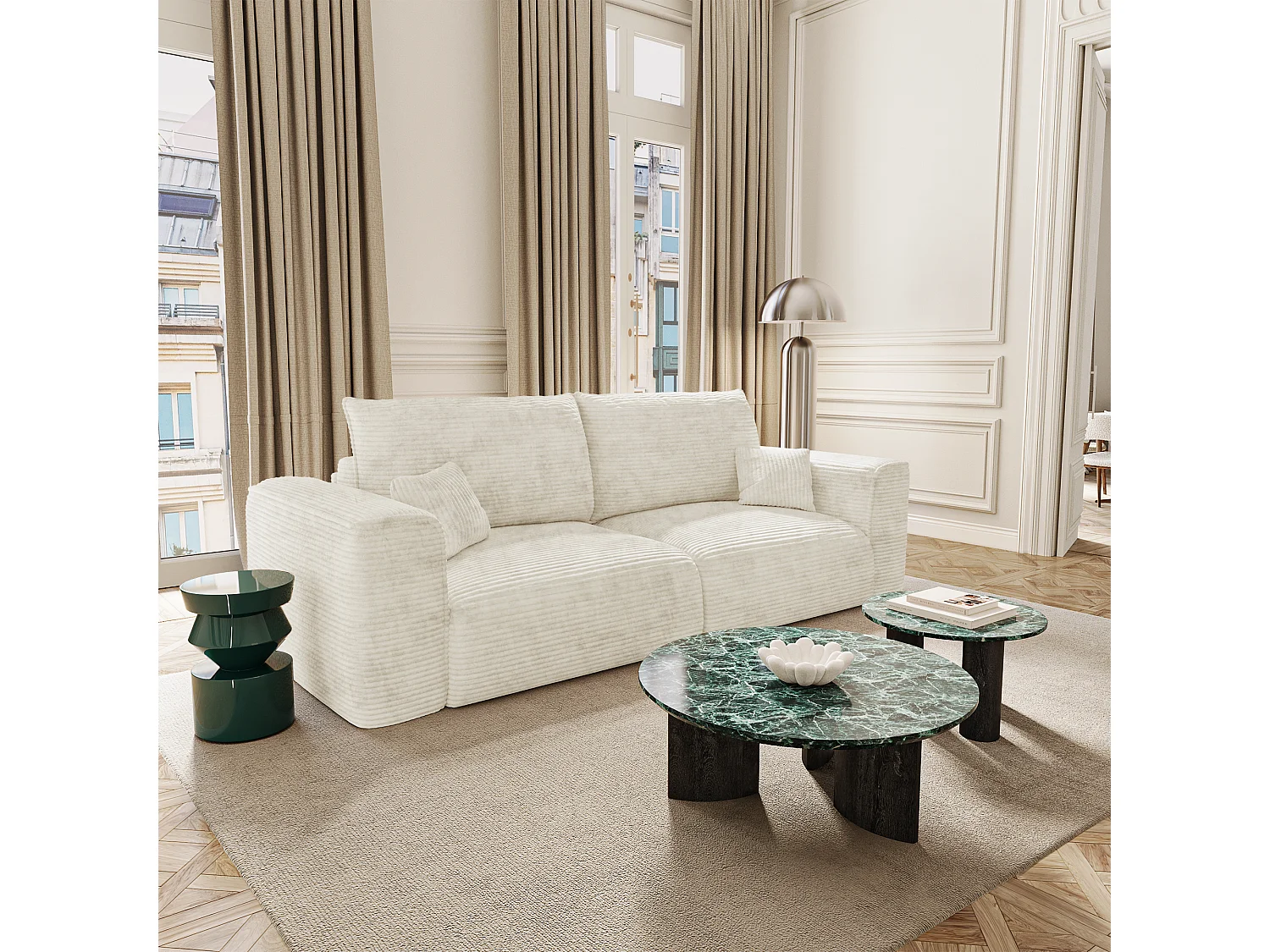 Canapé convertible avec coffre COMO en Velours côtelé