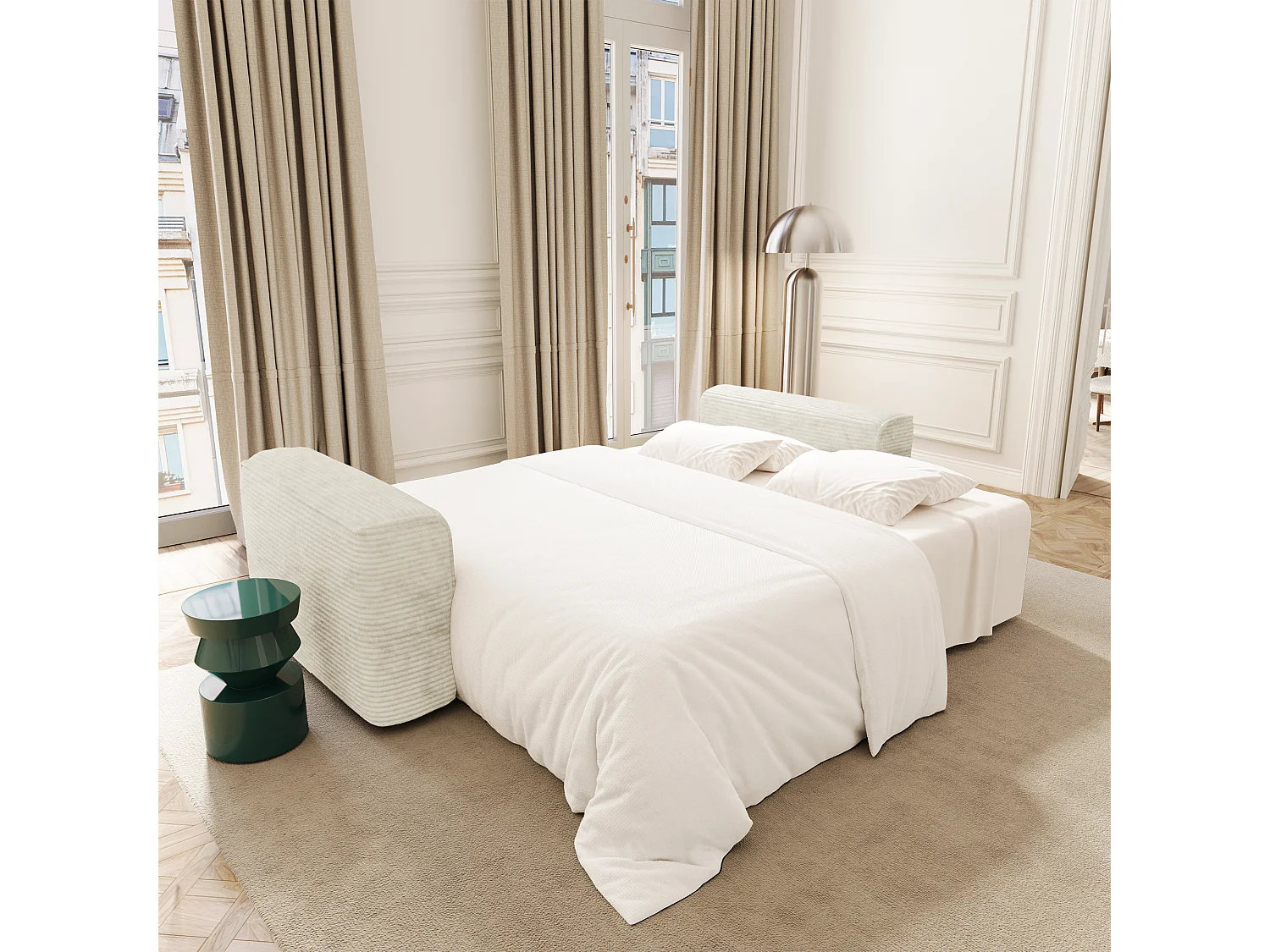 Canapé convertible avec coffre COMO en Velours côtelé