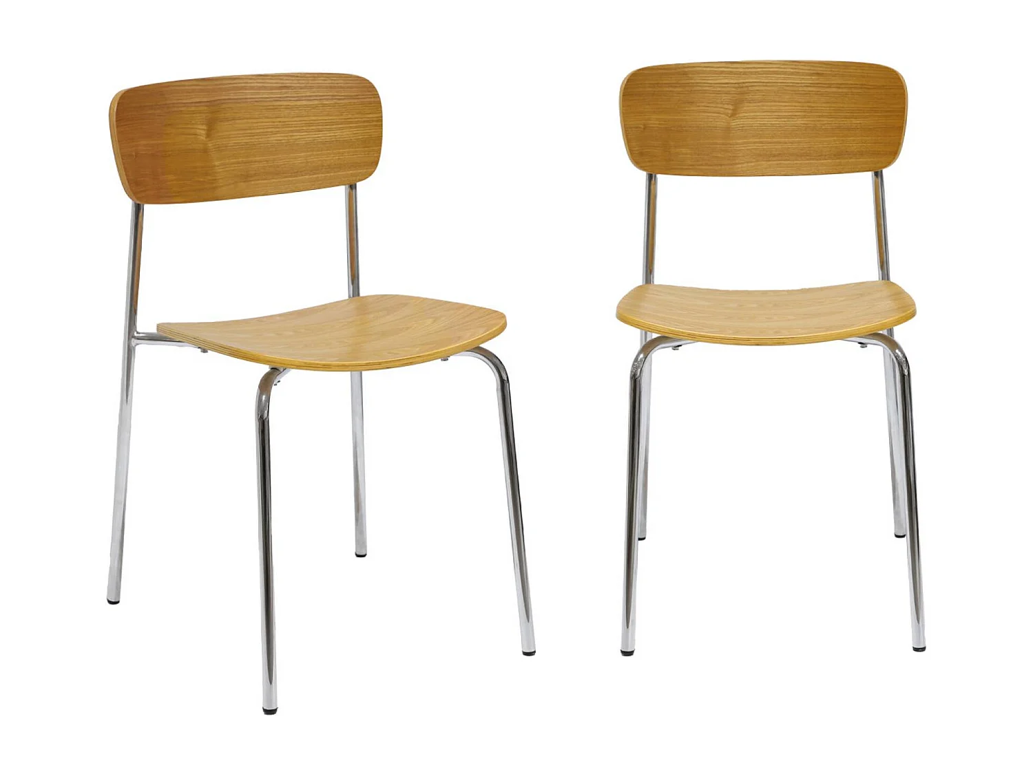 Silla vintage de metal y contrachapado, set de 2 gris perlado