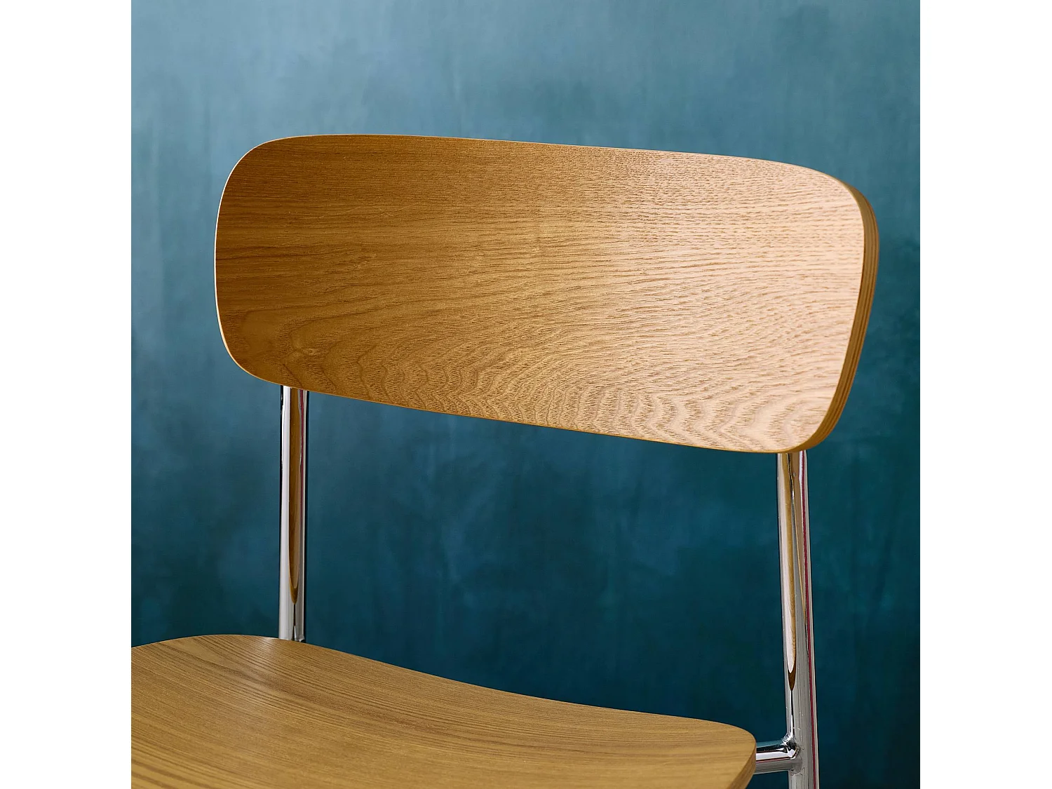 Silla vintage de metal y contrachapado, set de 2 gris perlado