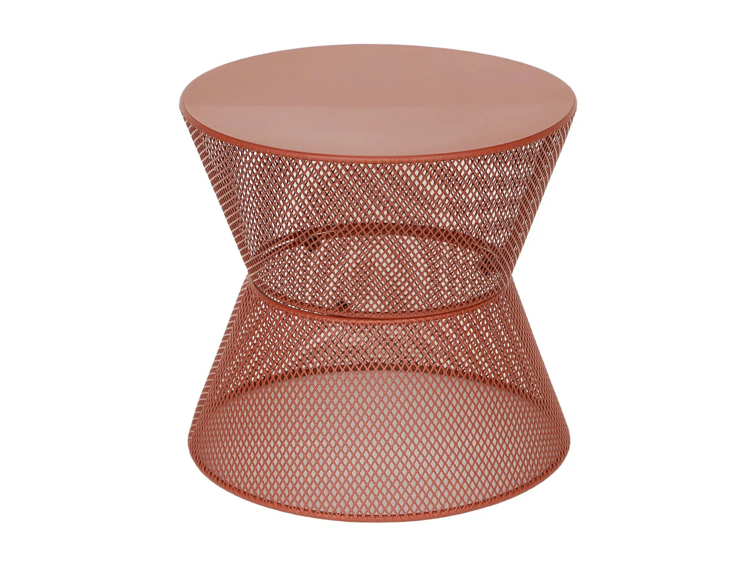Table d'appoint extérieure acier effet grillagé terracotta - Tivo