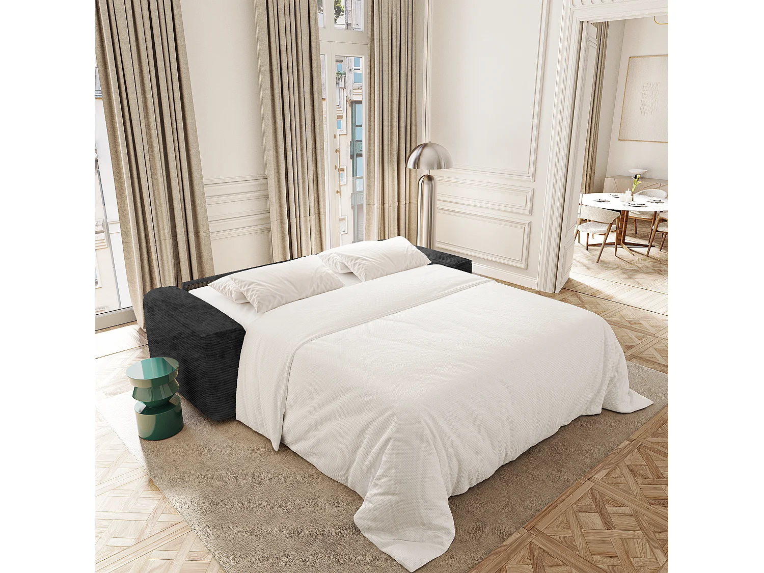 Canapé convertible express COMO en Velours côtelé