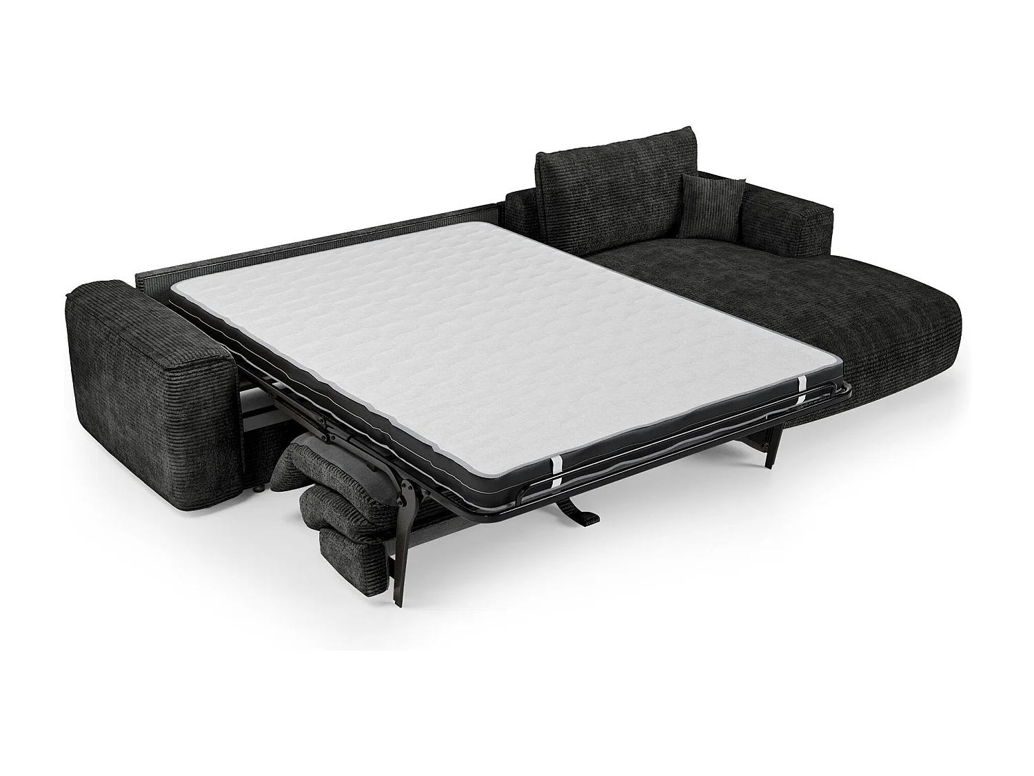 Canapé d'angle droit convertible express COMO en Velours côtelé