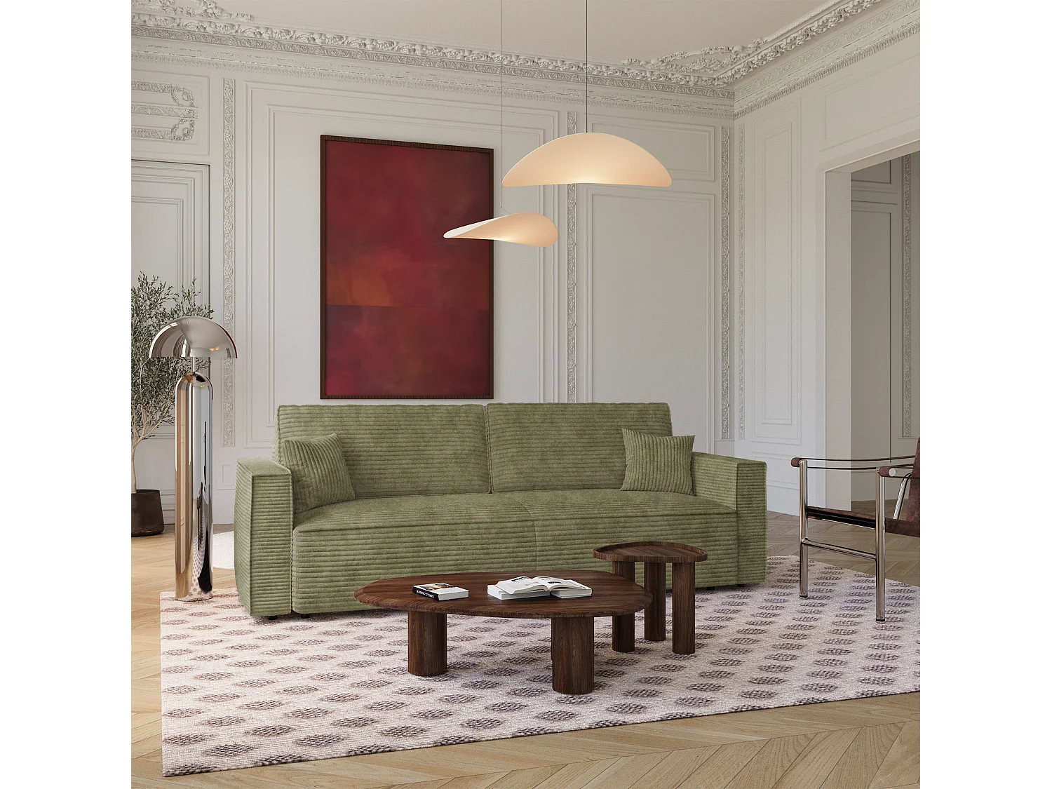 Canapé convertible avec coffre  en Velours côtelé