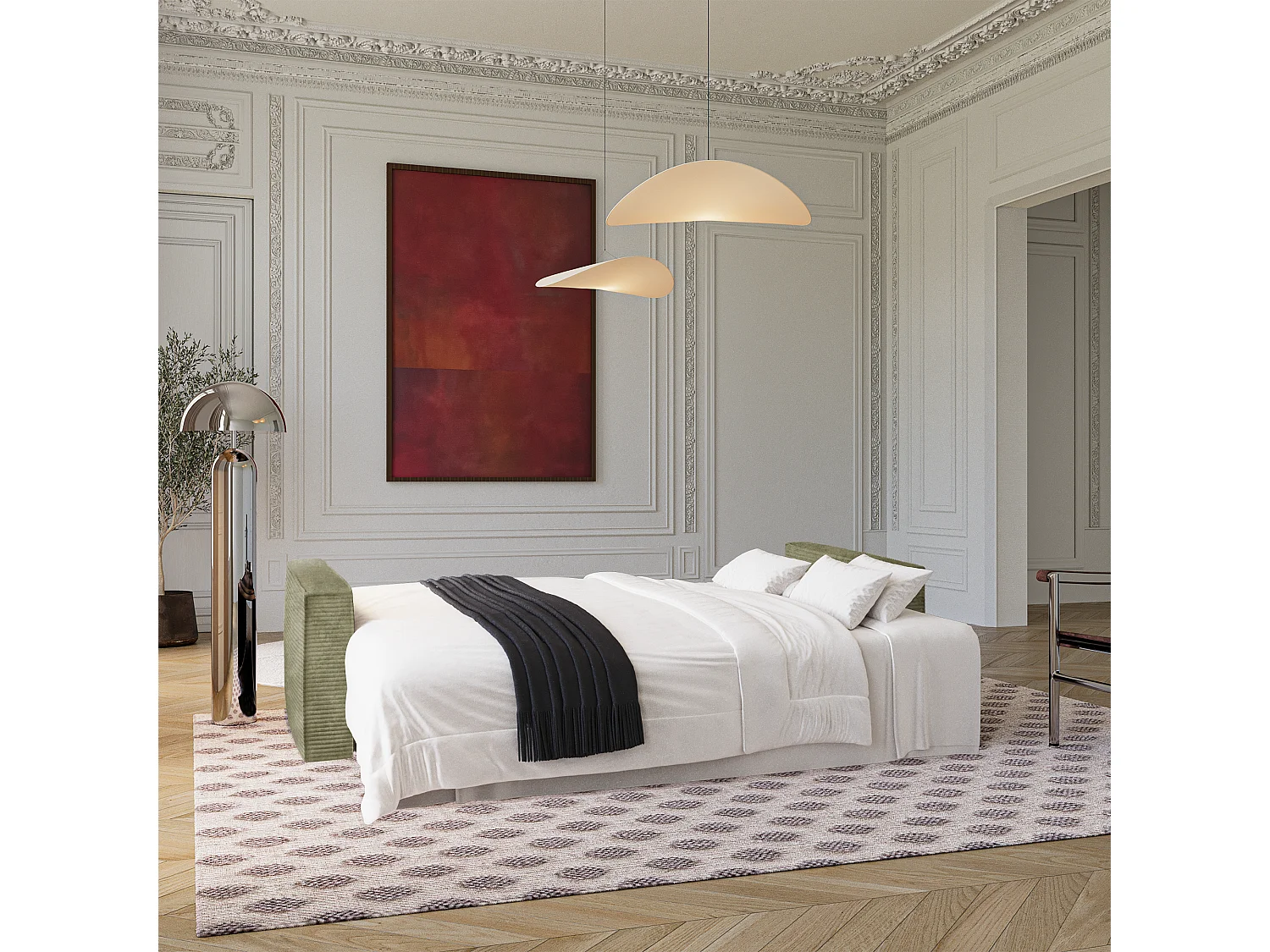 Canapé convertible avec coffre  en Velours côtelé