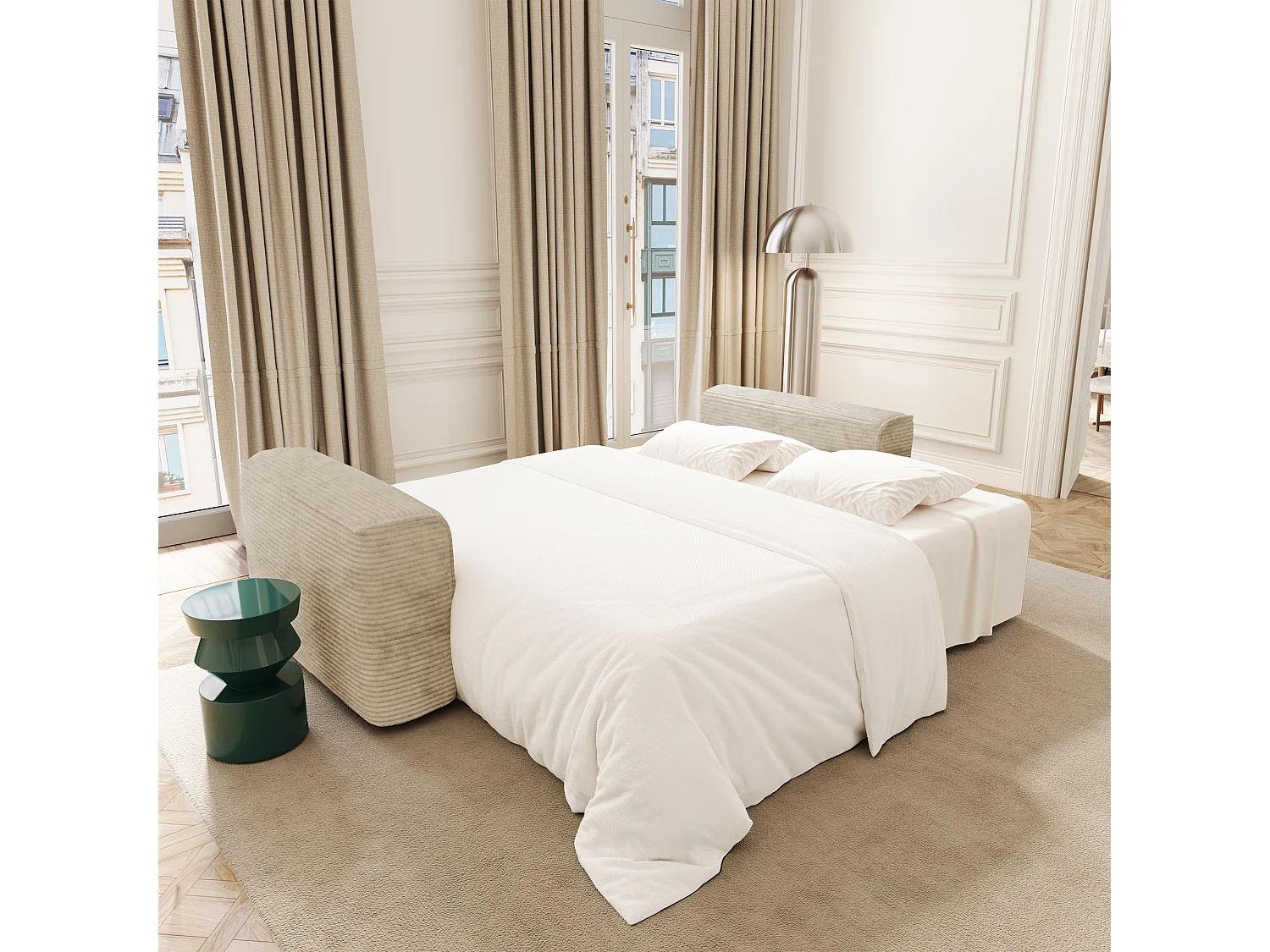 Canapé convertible avec coffre COMO en Velours côtelé