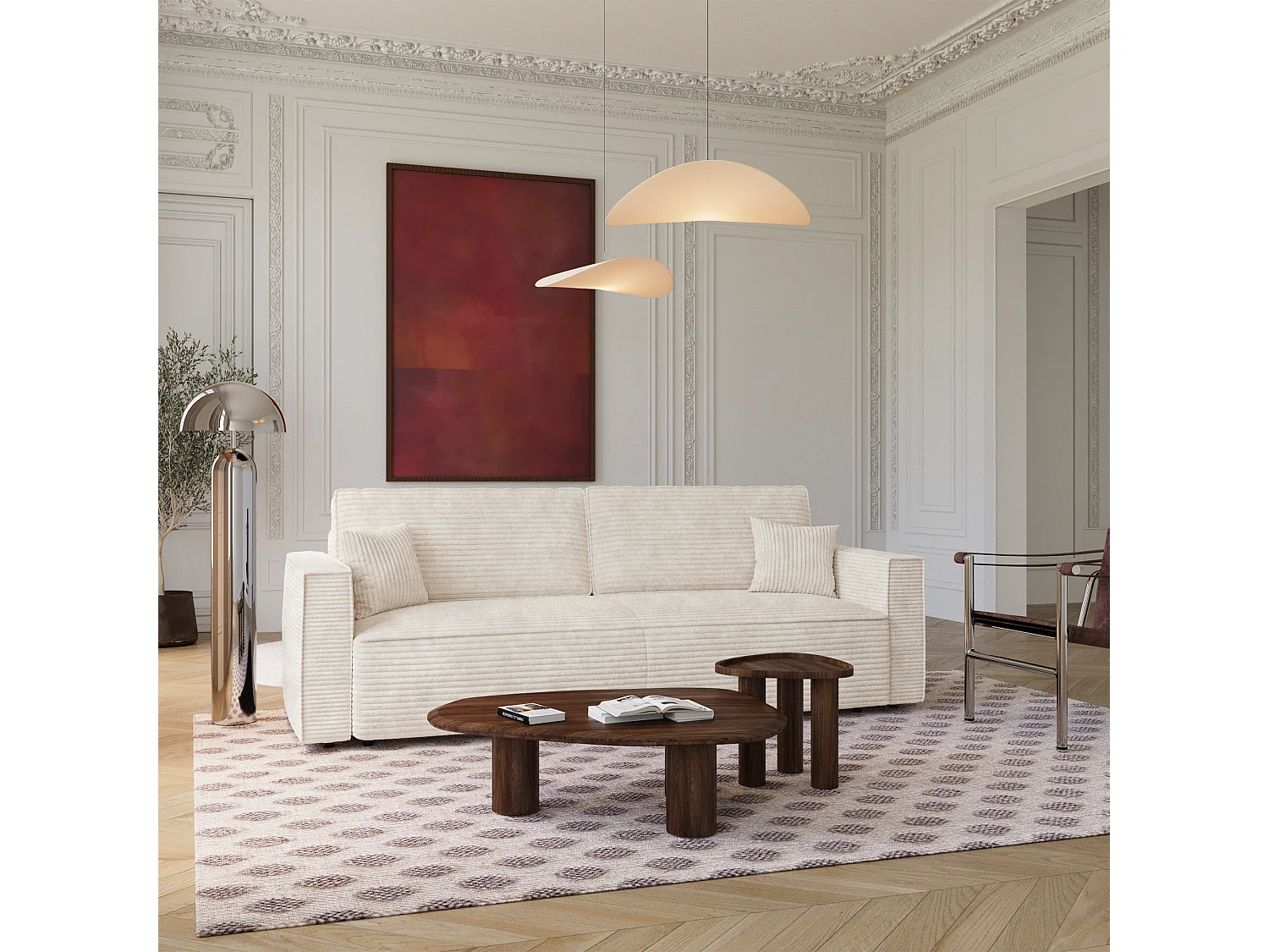 Canapé convertible avec coffre  en Velours côtelé