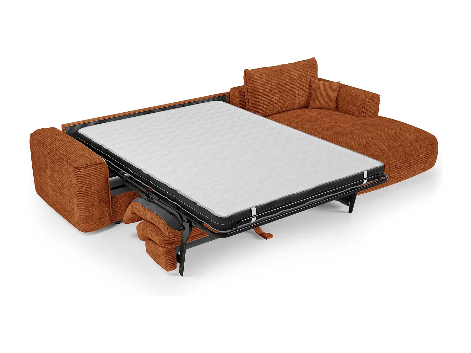 Canapé d'angle droit convertible express COMO en Velours côtelé