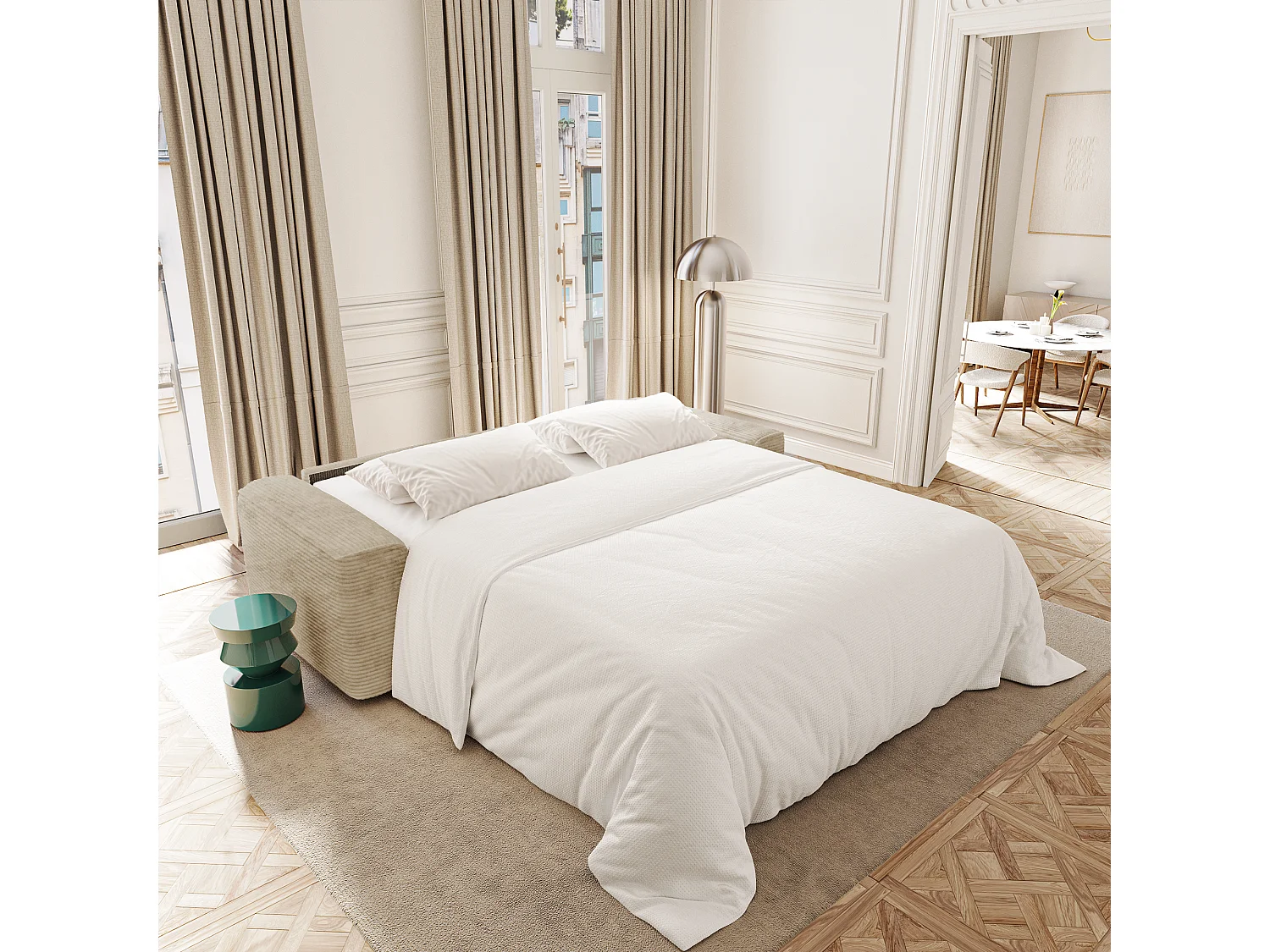 Canapé convertible express COMO en Velours côtelé