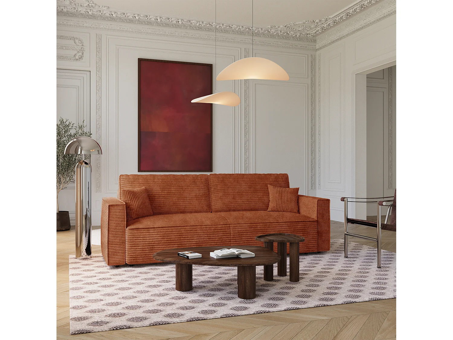 Canapé convertible avec coffre  en Velours côtelé