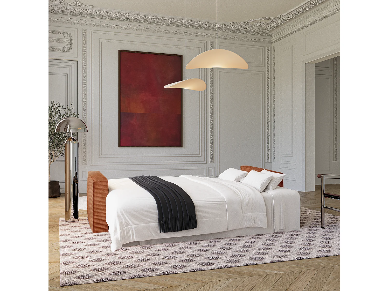 Canapé convertible avec coffre  en Velours côtelé