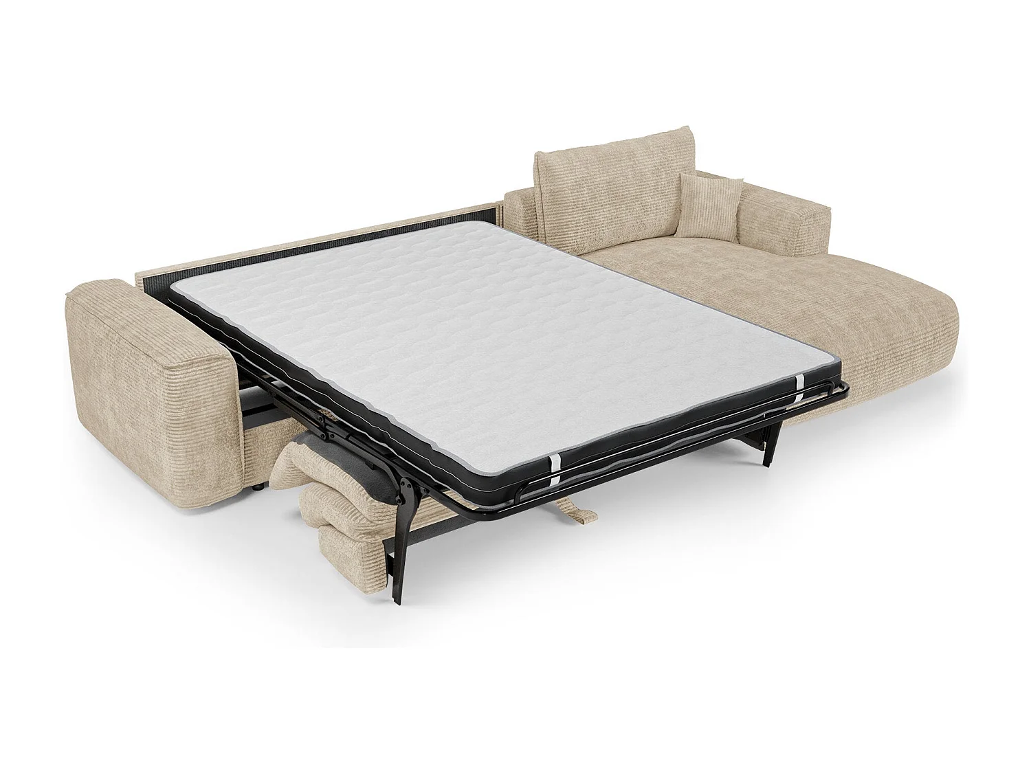 Canapé d'angle droit convertible express COMO en Velours côtelé