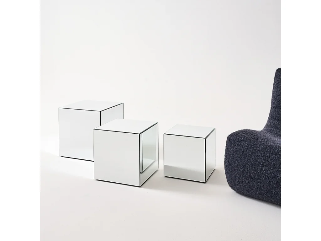 Mesa cúbica con espejos, 40cm transparent