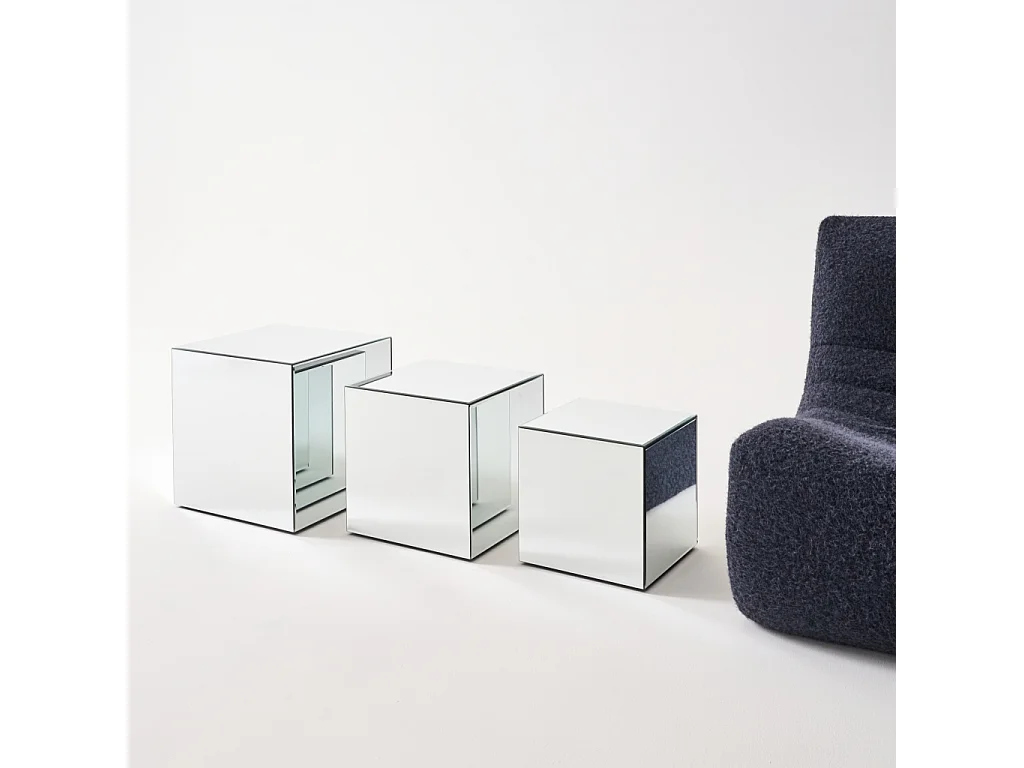 Mesa cúbica con espejos, 40cm transparent