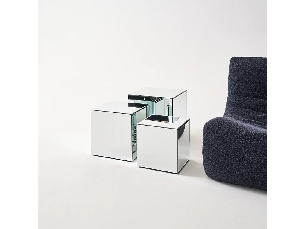 Mesa cúbica con espejos, 40cm transparent