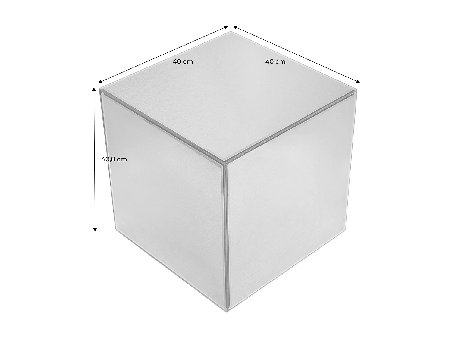 Mesa cúbica con espejos, 40cm transparent