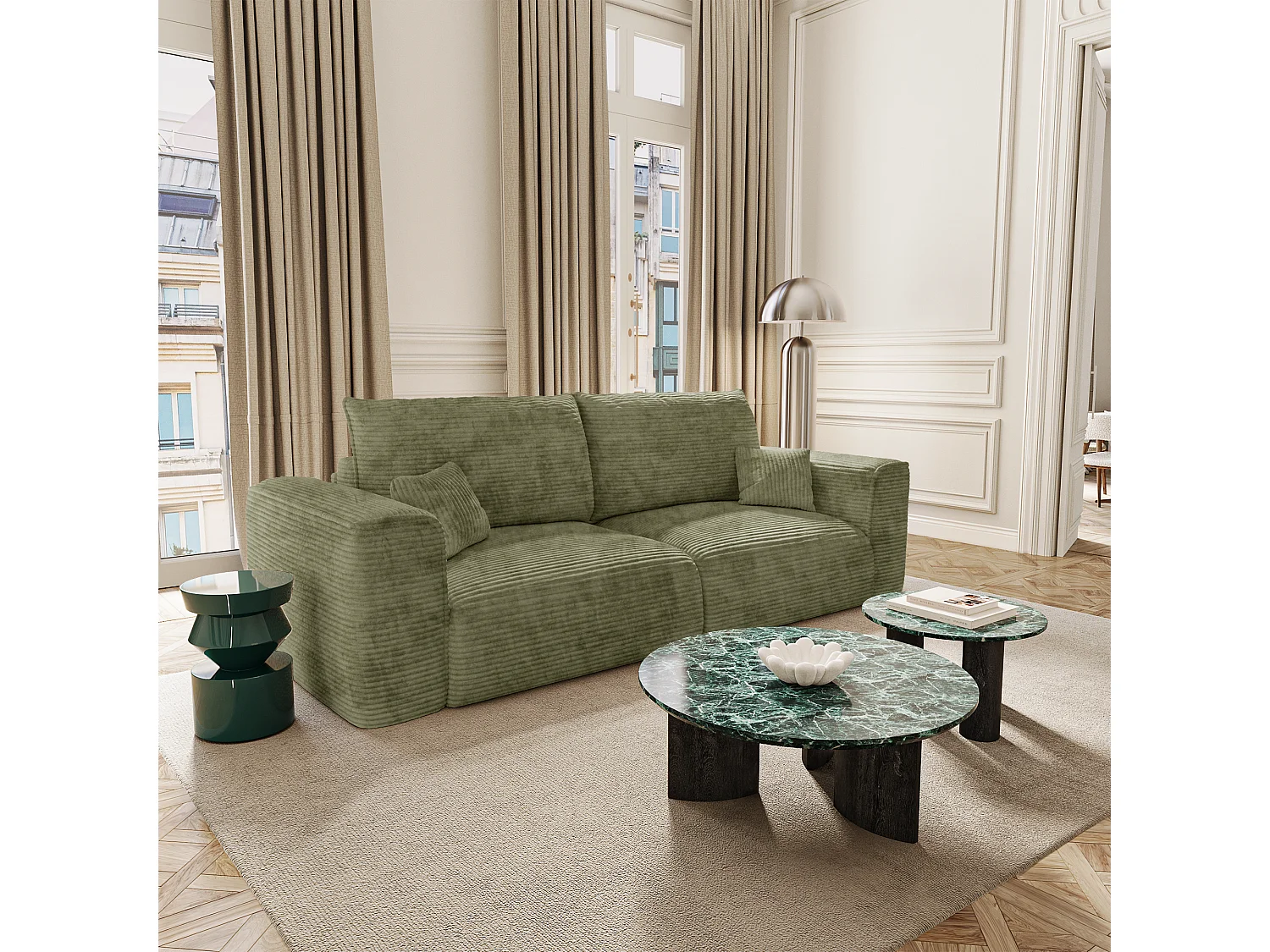 Canapé convertible express COMO en Velours côtelé