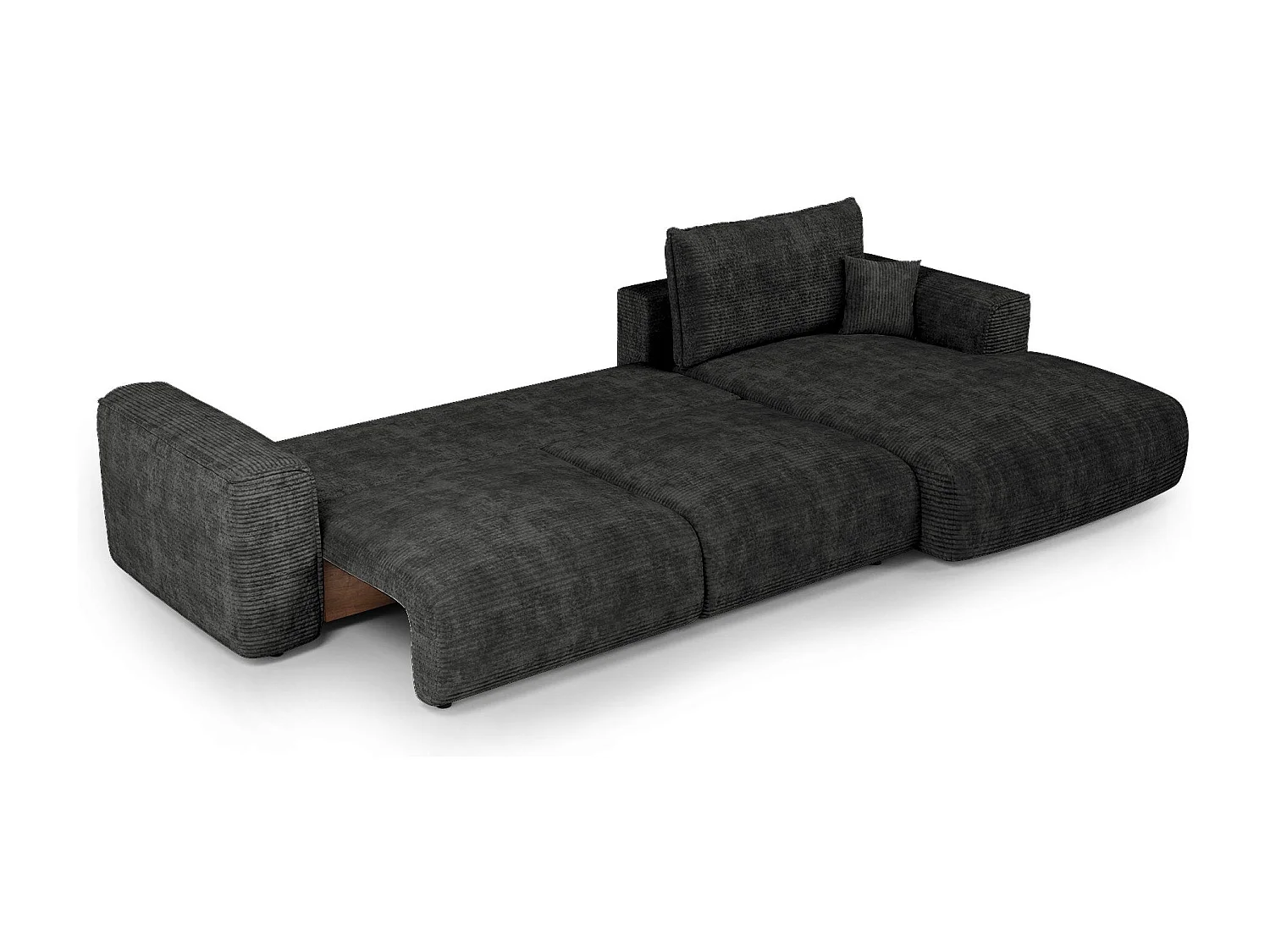 Canapé d'angle droit convertible avec coffre COMO en Velours côtelé