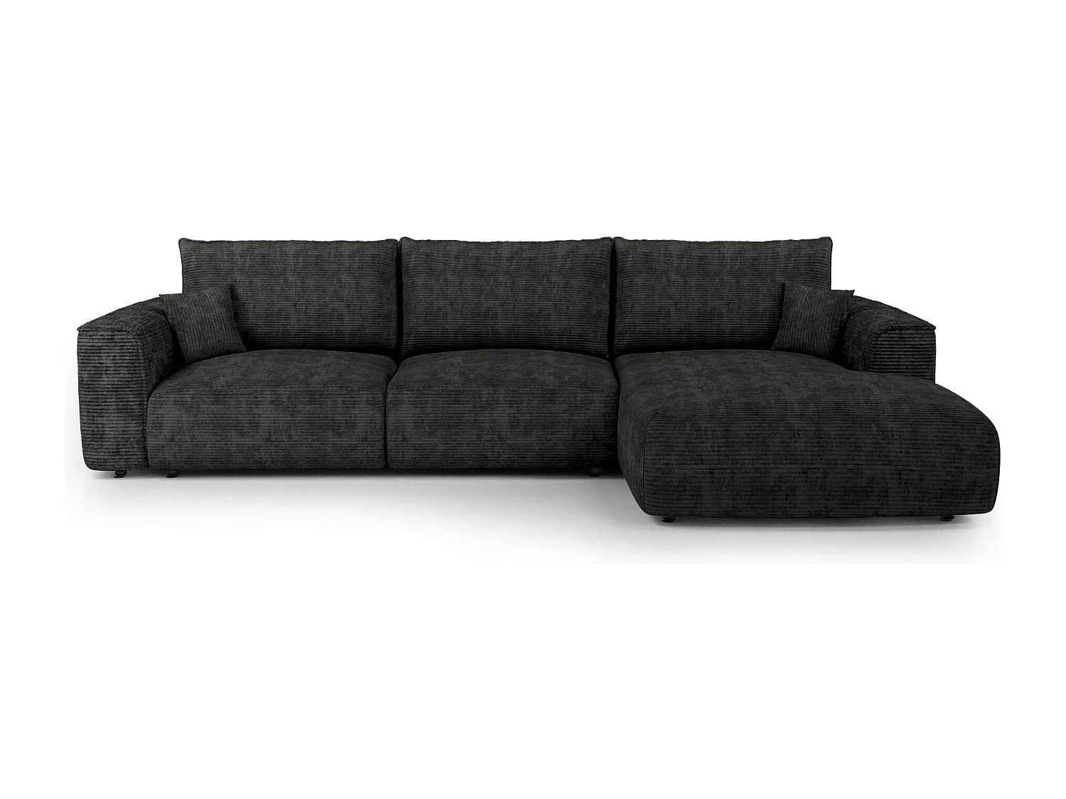 Canapé d'angle droit convertible avec coffre COMO en Velours côtelé