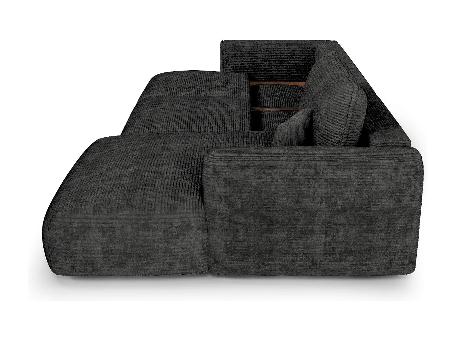 Canapé d'angle droit convertible avec coffre COMO en Velours côtelé