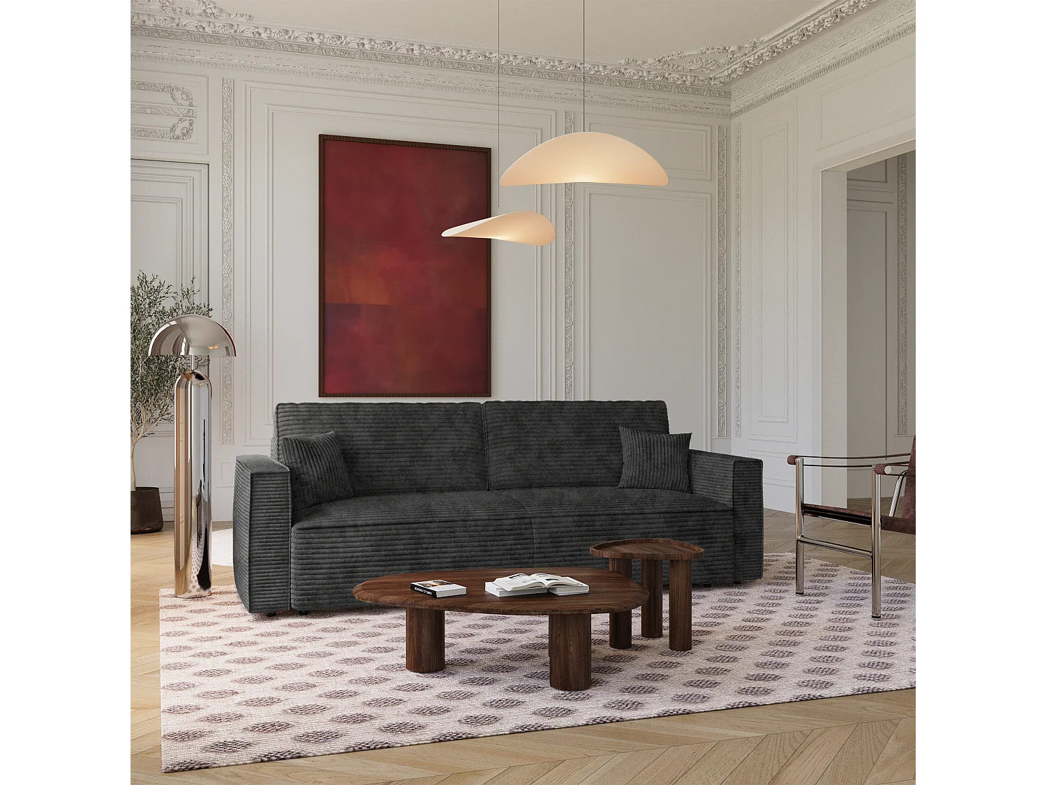 Canapé convertible avec coffre  en Velours côtelé