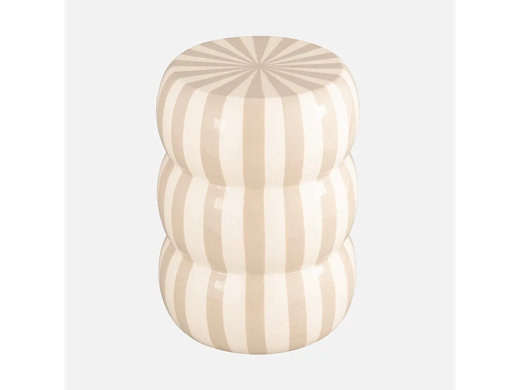 Tavolino da salotto in acciaio smaltato a righe, 46cm, beige