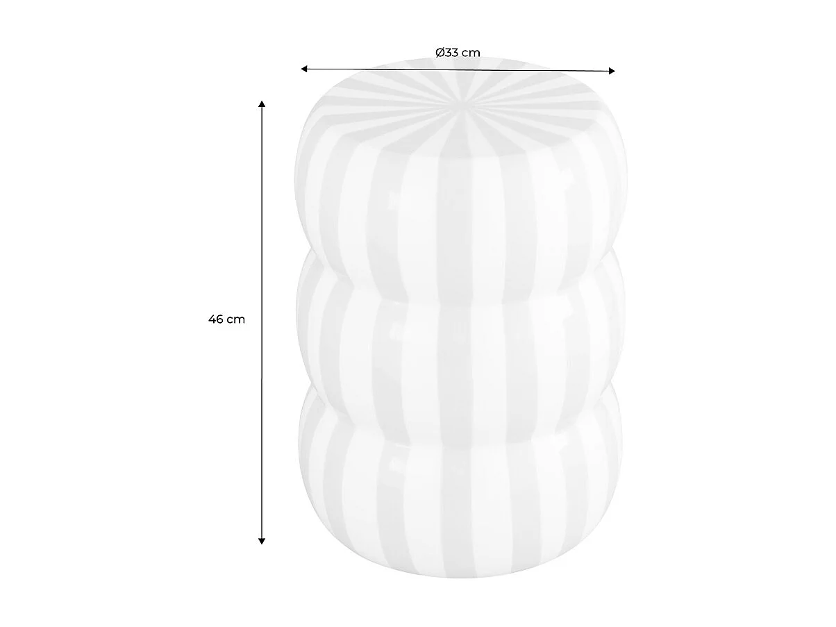Tavolino da salotto in acciaio smaltato a righe, 46cm, beige