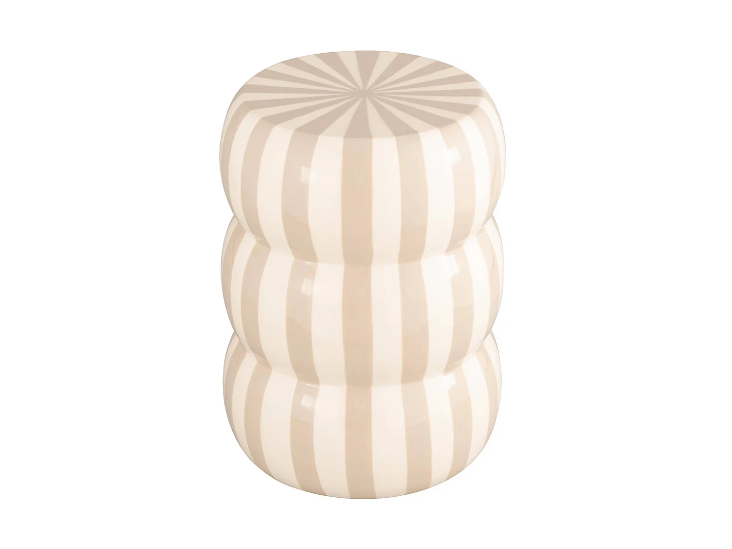 Table d'appoint. bout de canapé. table de chevet acier émaillé beige et blanc Ø33x H 46cm - Loli