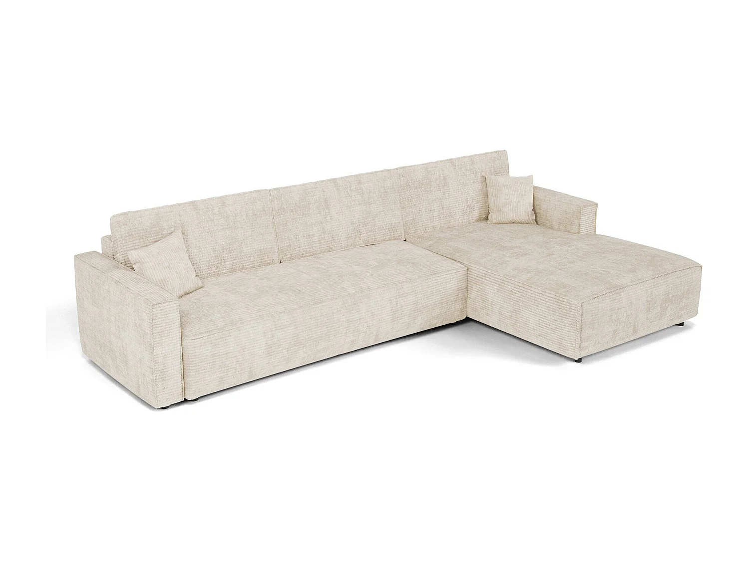 Canapé d'angle droit convertible avec coffre  en Velours côtelé