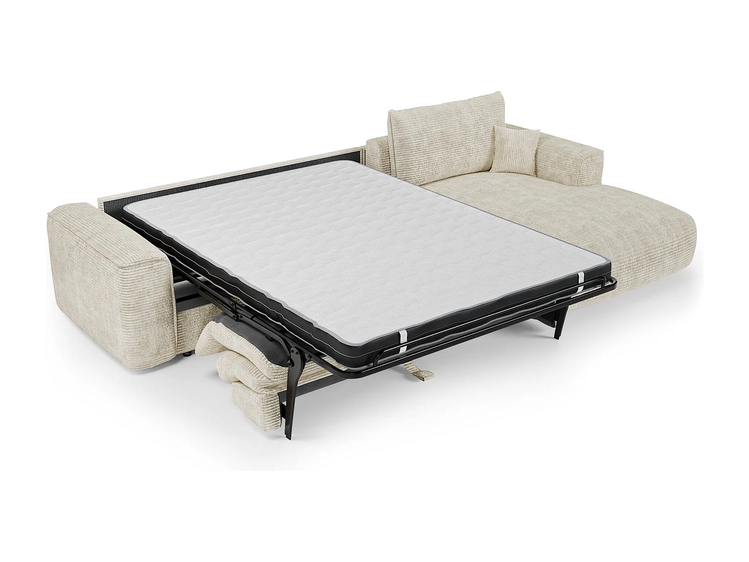 Canapé d'angle droit convertible express COMO en Velours côtelé