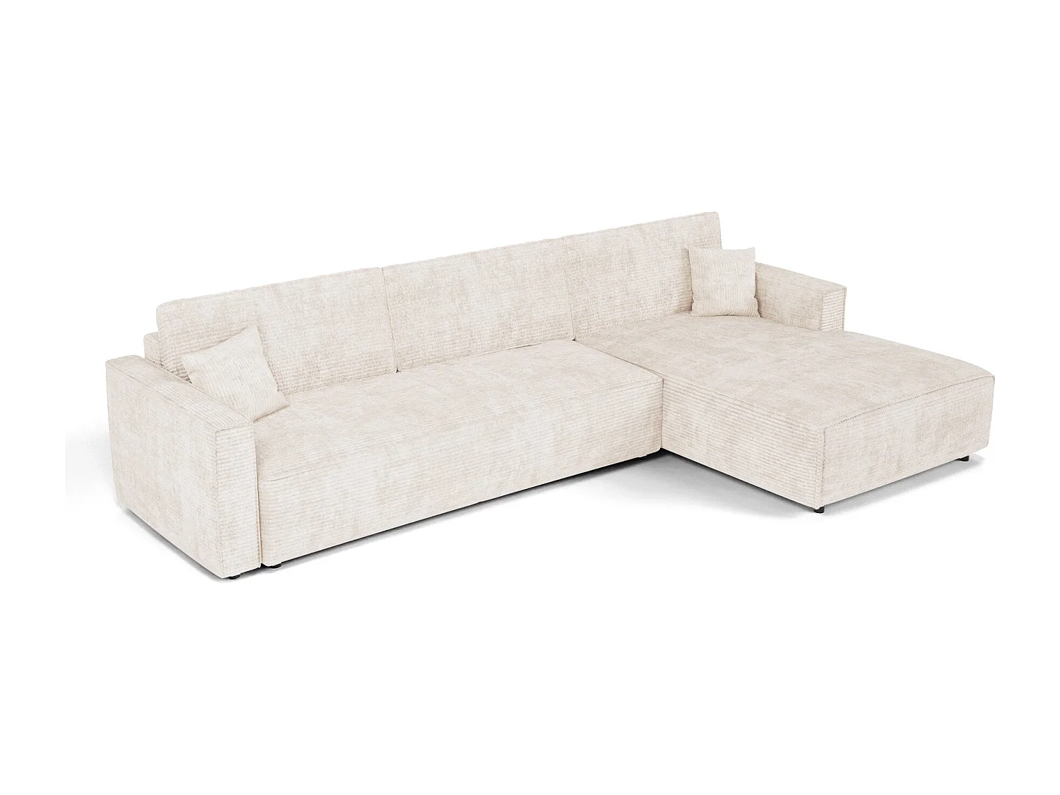 Canapé d'angle droit convertible avec coffre  en Velours côtelé