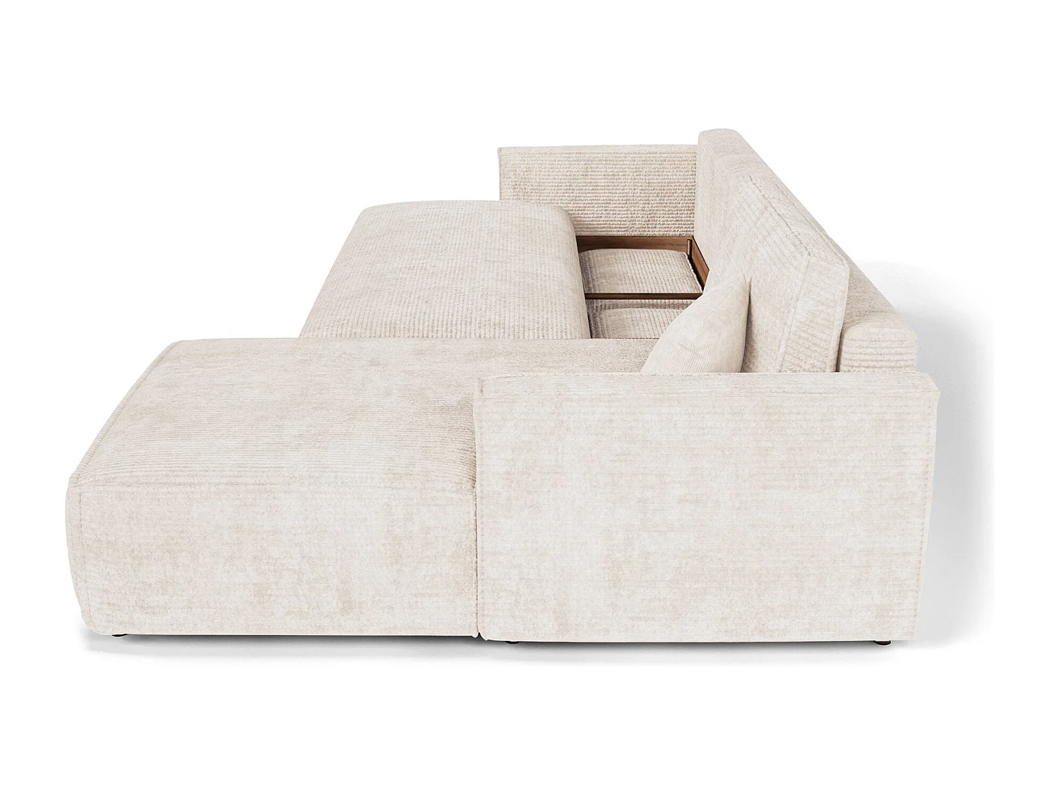 Canapé d'angle droit convertible avec coffre  en Velours côtelé