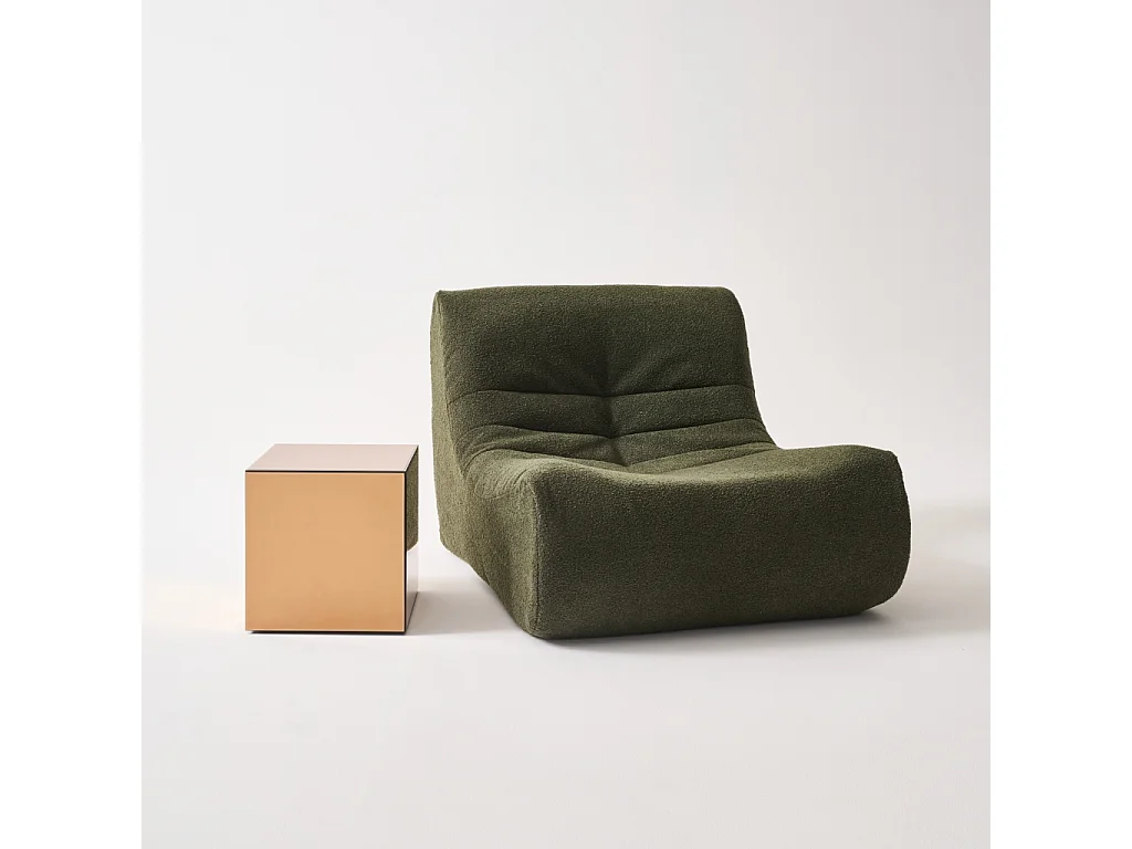 Tavolino, lato del divano, cubo a specchio 35cm, ambre