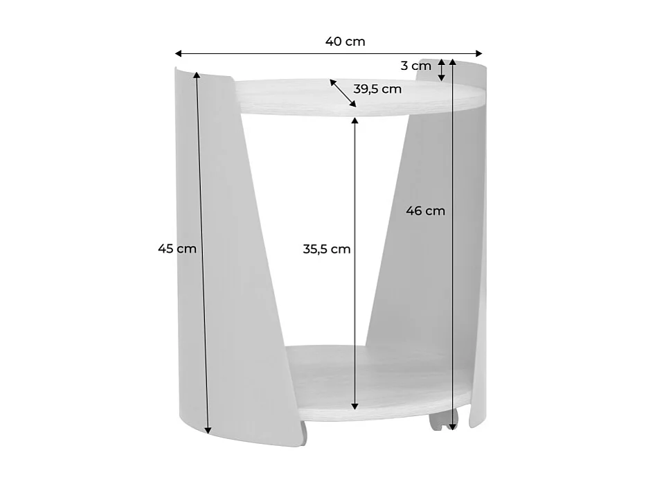 Tavolino in metallo curvato e legno con ruote, beige