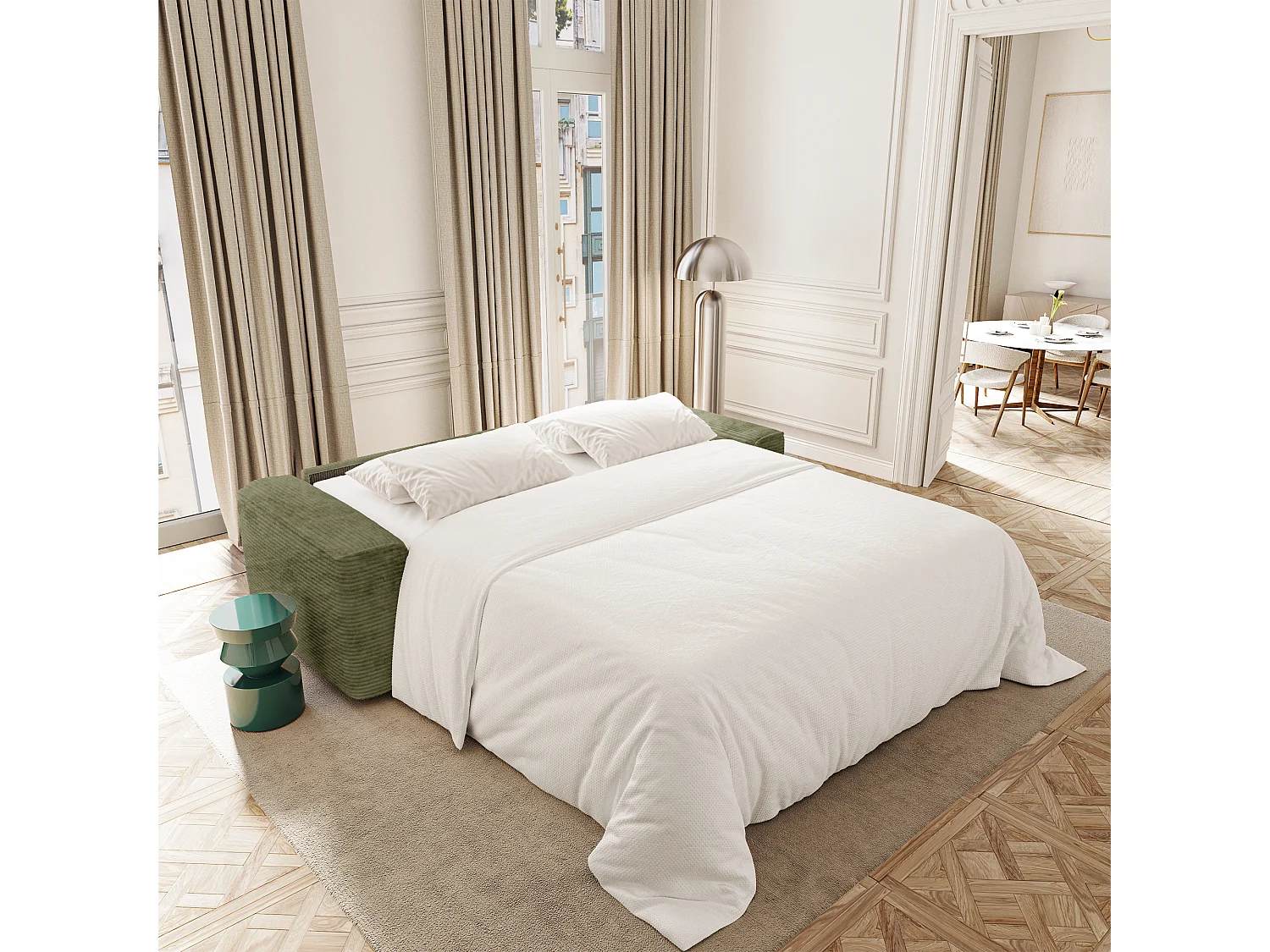 Canapé convertible express COMO en Velours côtelé